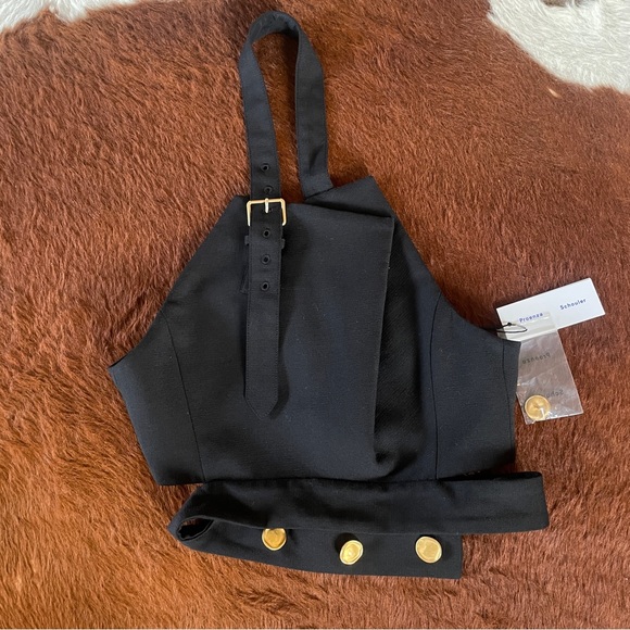 PROENZA SCHOULER WOOL BLEND BACKLESS HALTER NECK TOP W BUCKLE DETAIL 2 - Picture 5 of 10